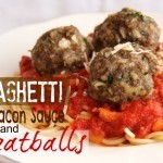 Spaghetti with Bacon Sauce and Meatballs