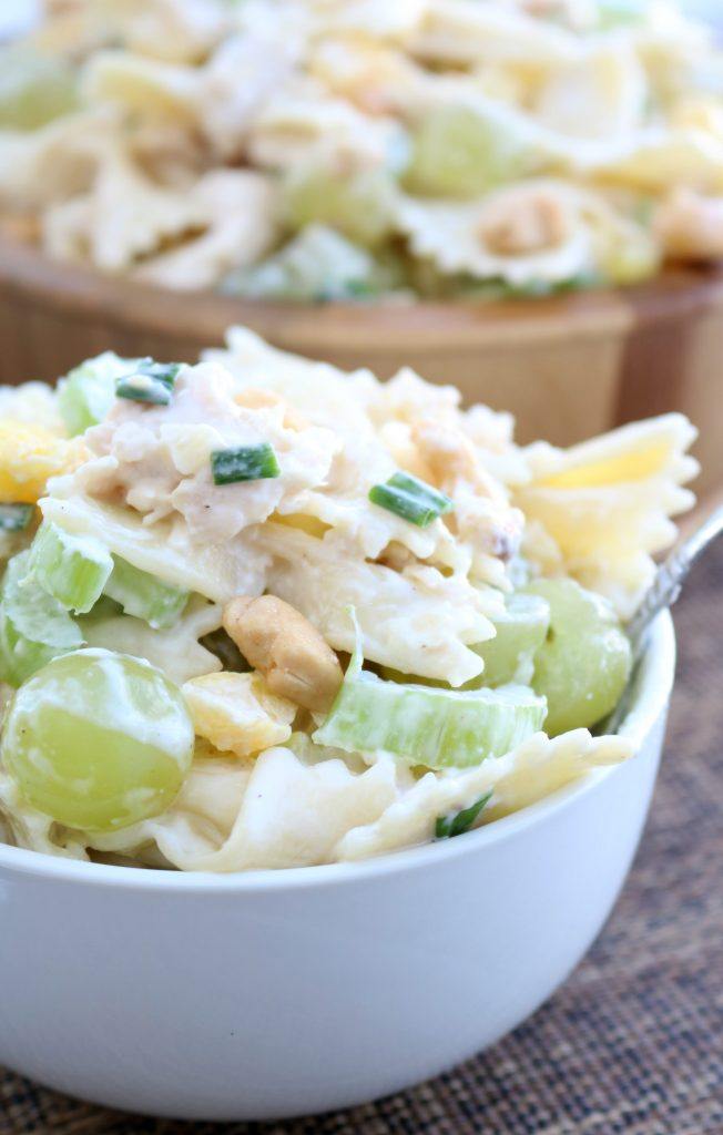 chicken pasta salad with grapes and celery